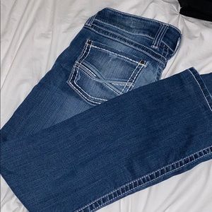 medium Wash buckle flare jeans